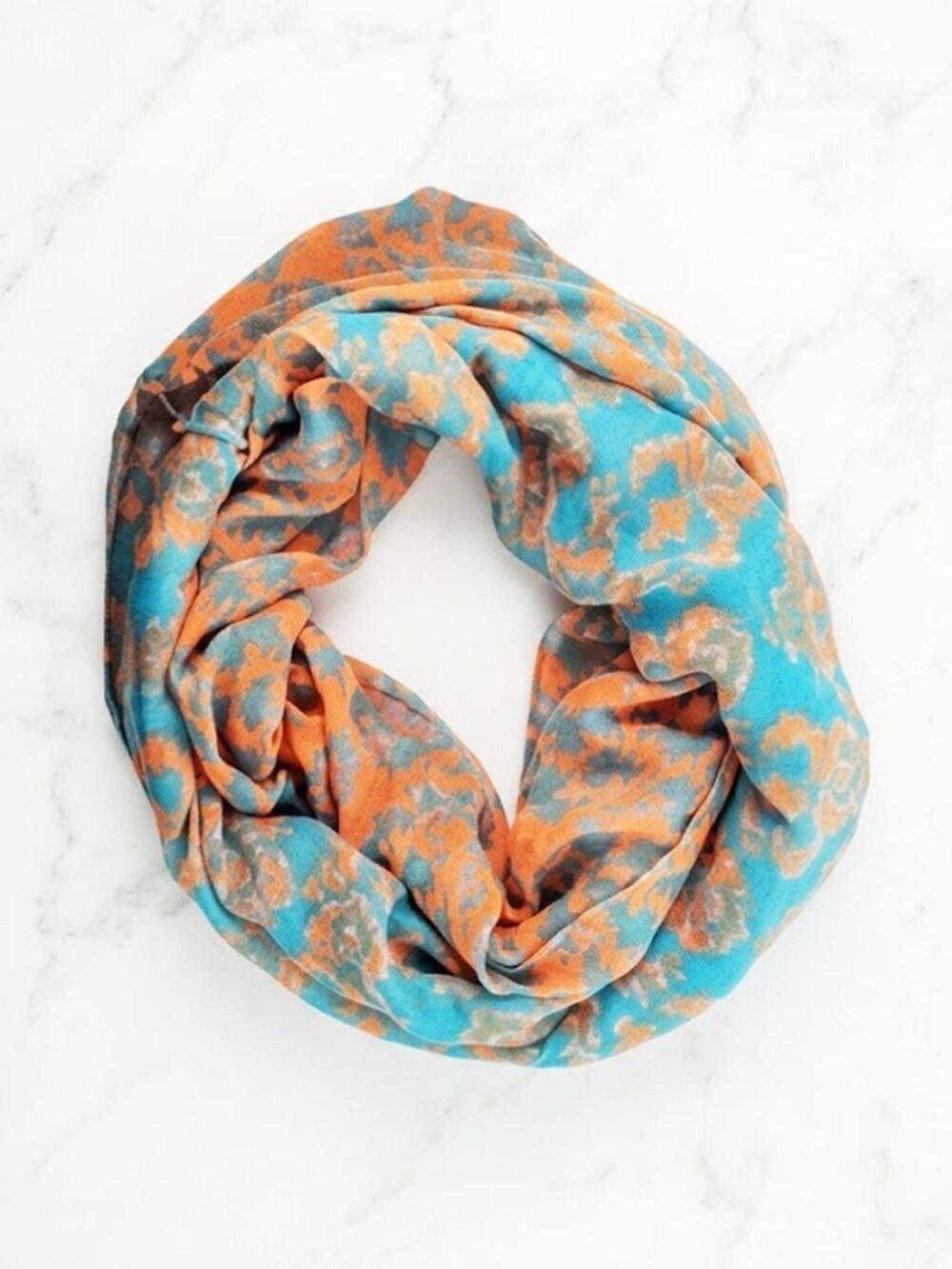 Ladies Orange and Blue Filigree Scarf